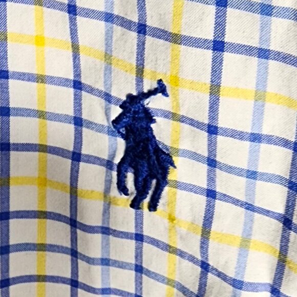 Polo Ralph Lauren Men Casual Button Shirt XXL Yellow/Blue Checkers - Picture 5 of 7